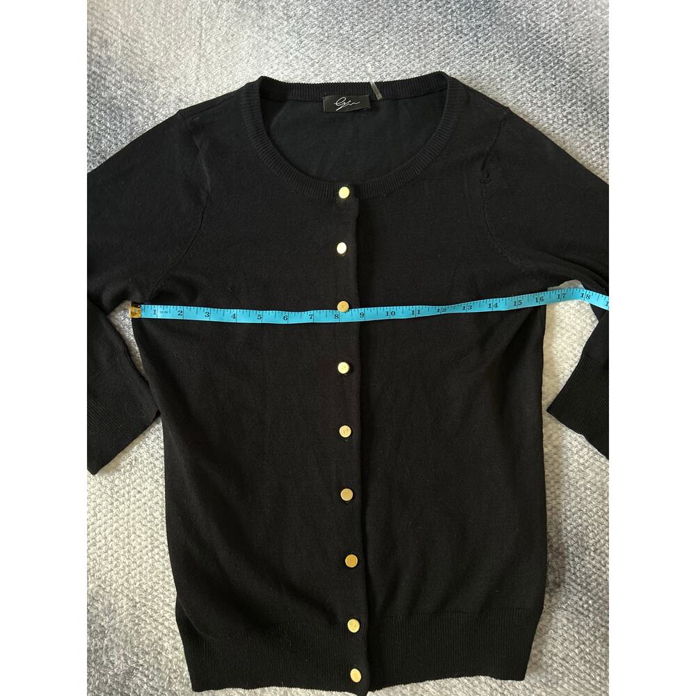 Cyrus Classic Gold Button Up Crewneck Black Cardigan Size Small Office Business - Picture 3 of 4